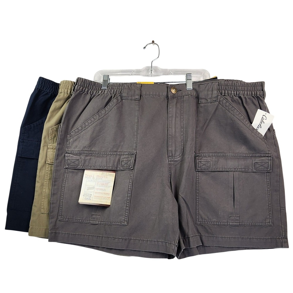 Cabelas 44 Multi Trail Shorts Lot 3‎ Navy Khaki Gray Cotton Canvas Cargo Outdoor